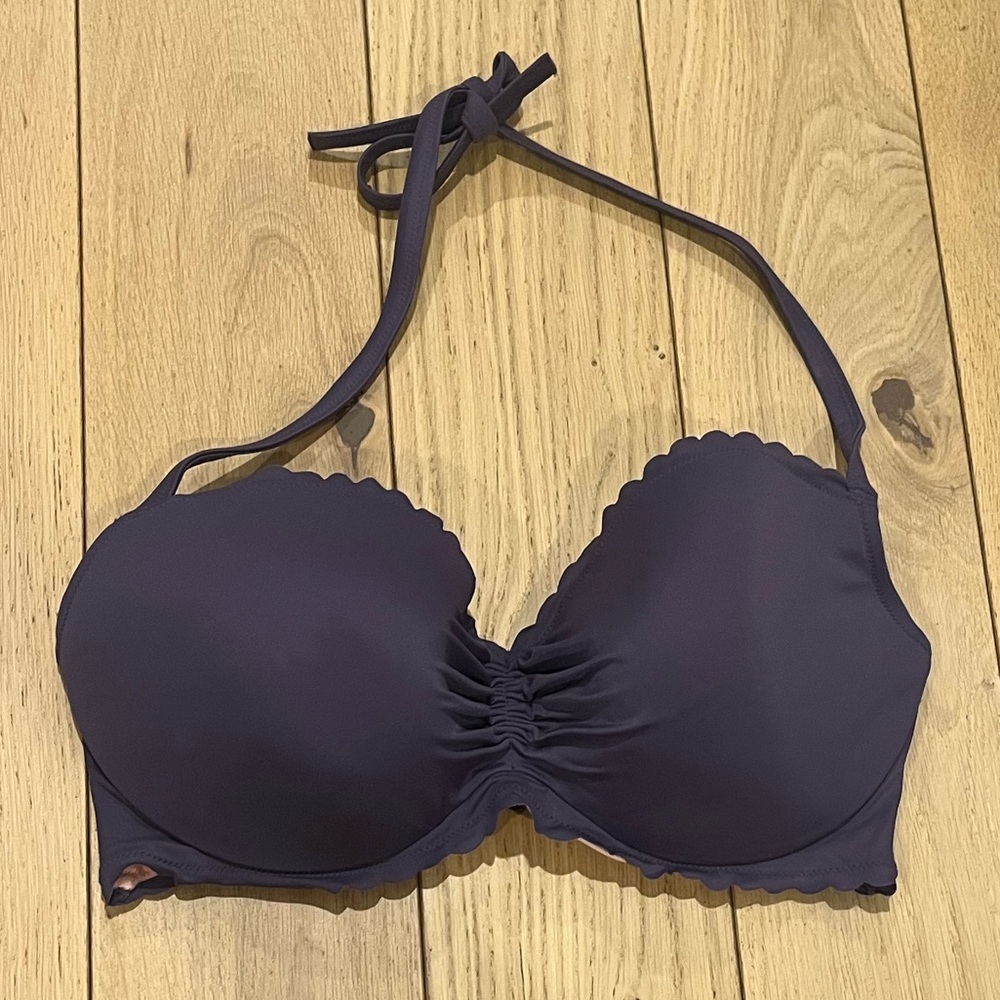 Victoria's Secret Purple Scalloped Halter Bikini Top